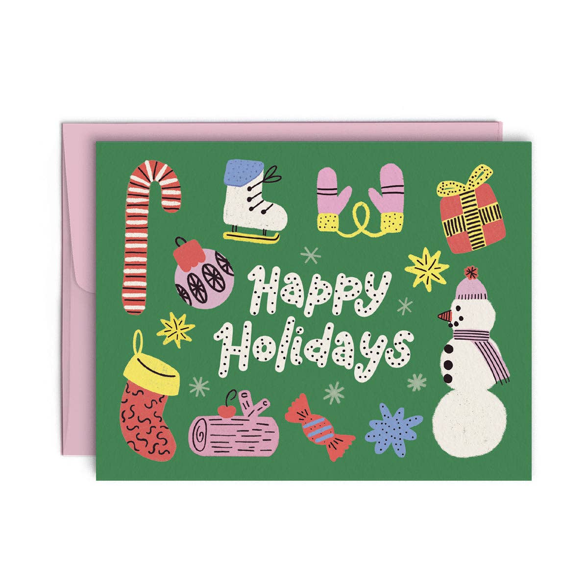 HAPPY HOLIDAYS Christmas Greeting Card - bubblegum market