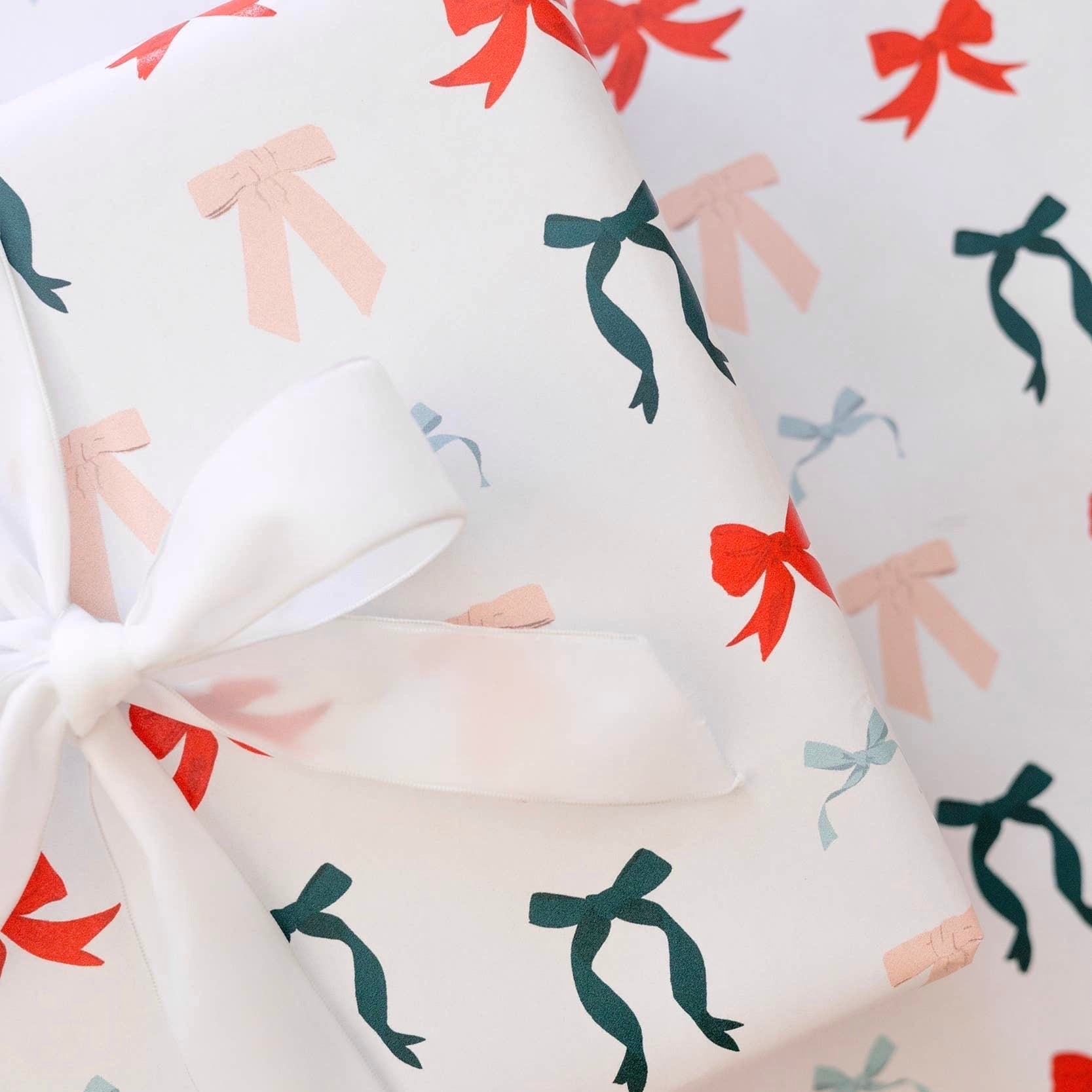 Holiday Bows Wrapping Paper Sheets (Roll of 3) - bubblegum market