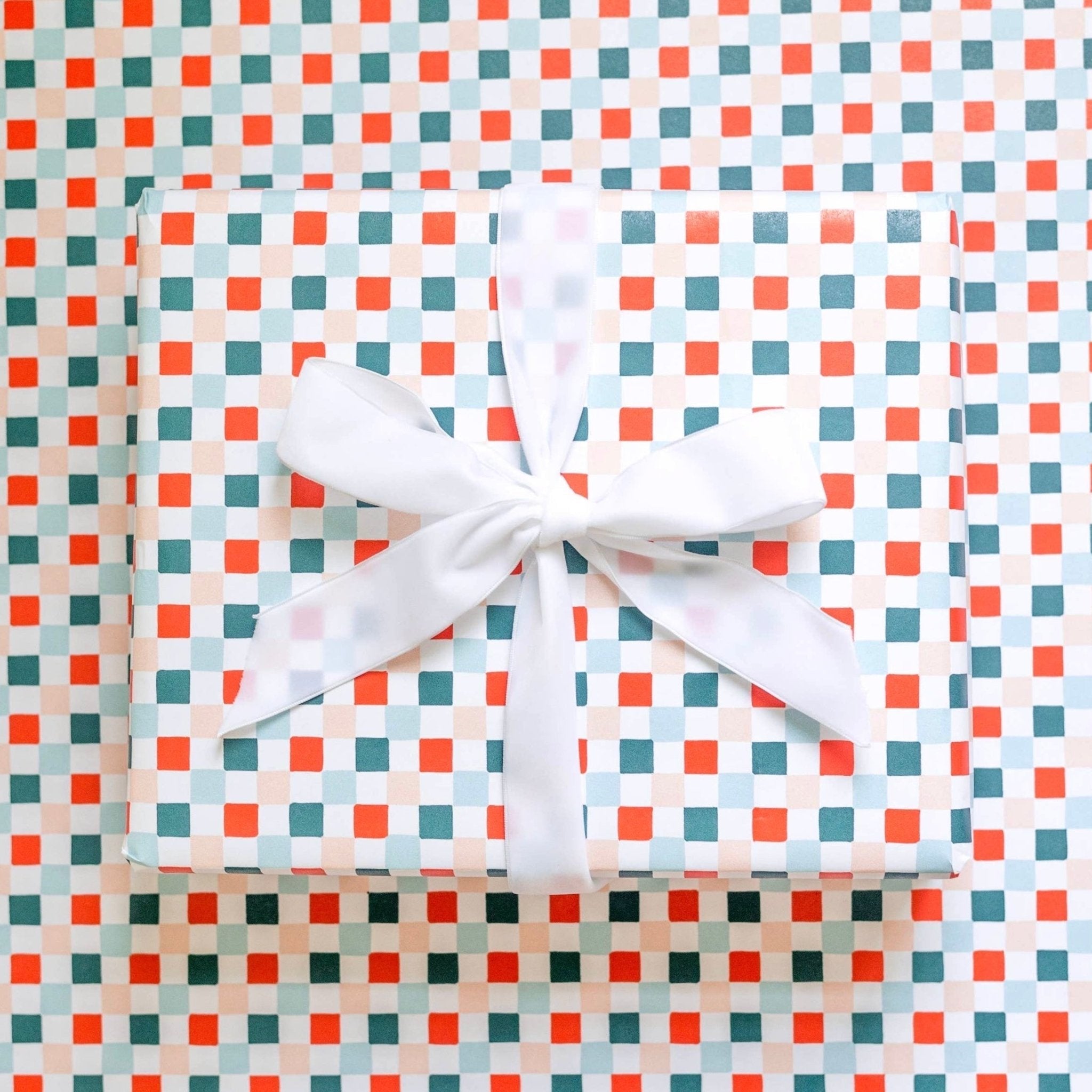 Holiday Checkered Wrapping Paper Sheets (Roll of 3) - bubblegum market