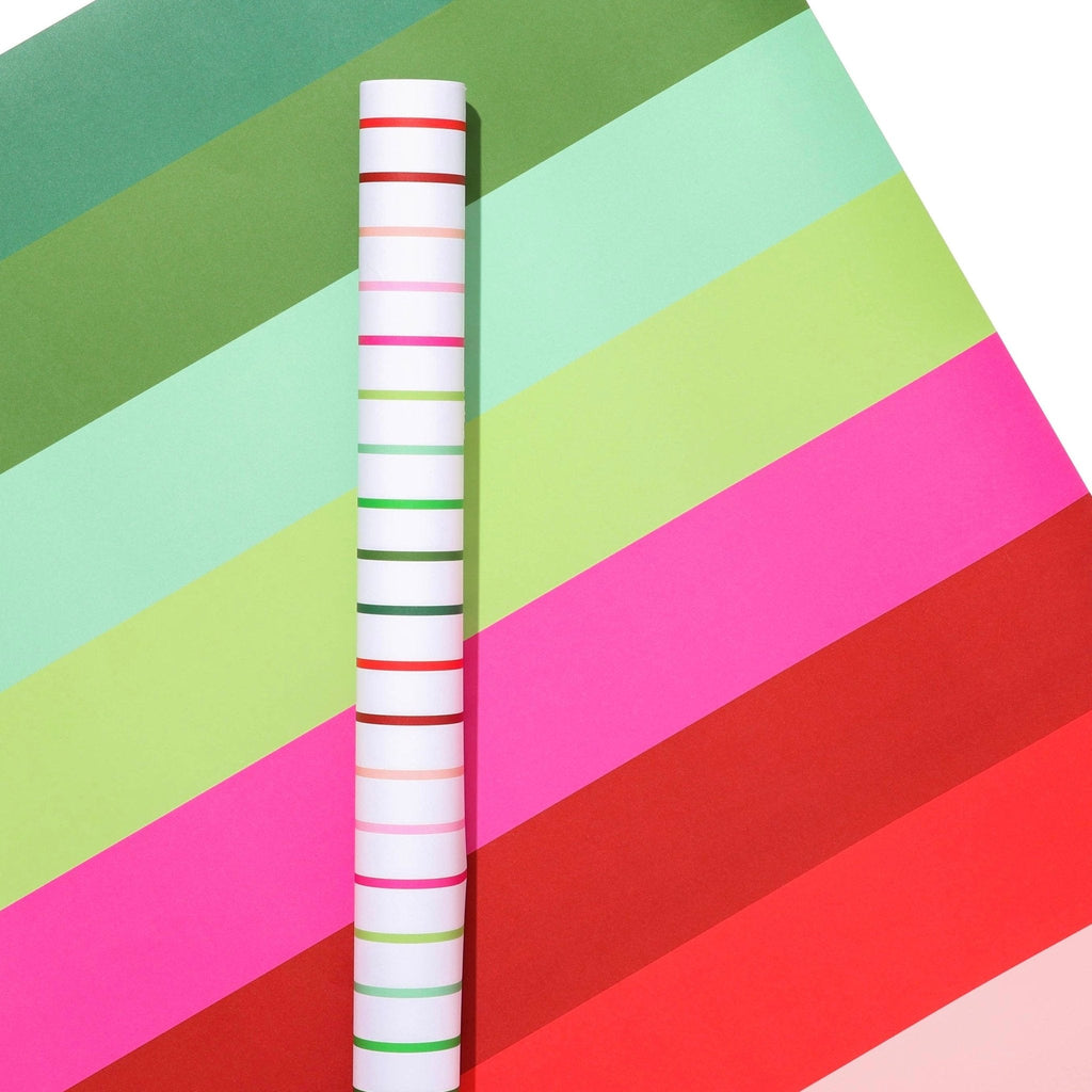 Holiday Stripe Double Sided Wrapping Paper Sheets (Roll of 3) - bubblegum market