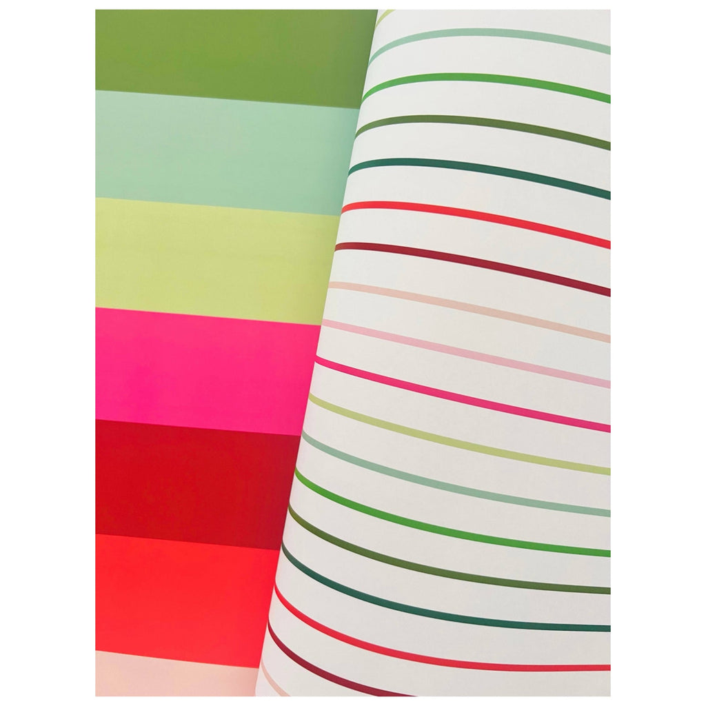 Holiday Stripe Double Sided Wrapping Paper Sheets (Roll of 3) - bubblegum market