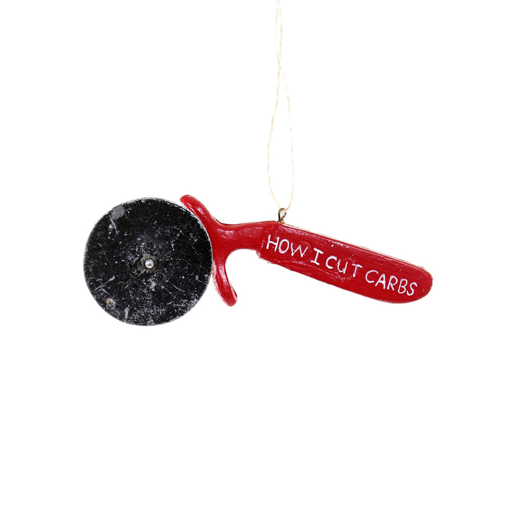 how-i-cut-carbs-pizza-cutter-foodie-ornament-modern-cody-foster-christmas