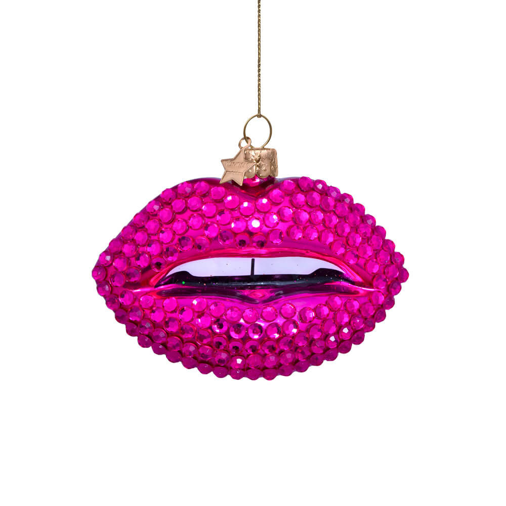 jeweled-raspberry-pink-sensual-lips-ornament-vondels-christmas-front-view