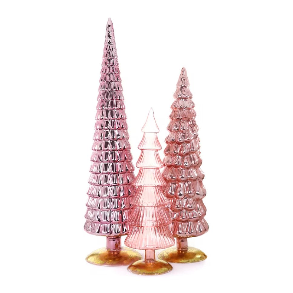 Large Glass Hue Trees in Rose (Set of 3) - bubblegum market