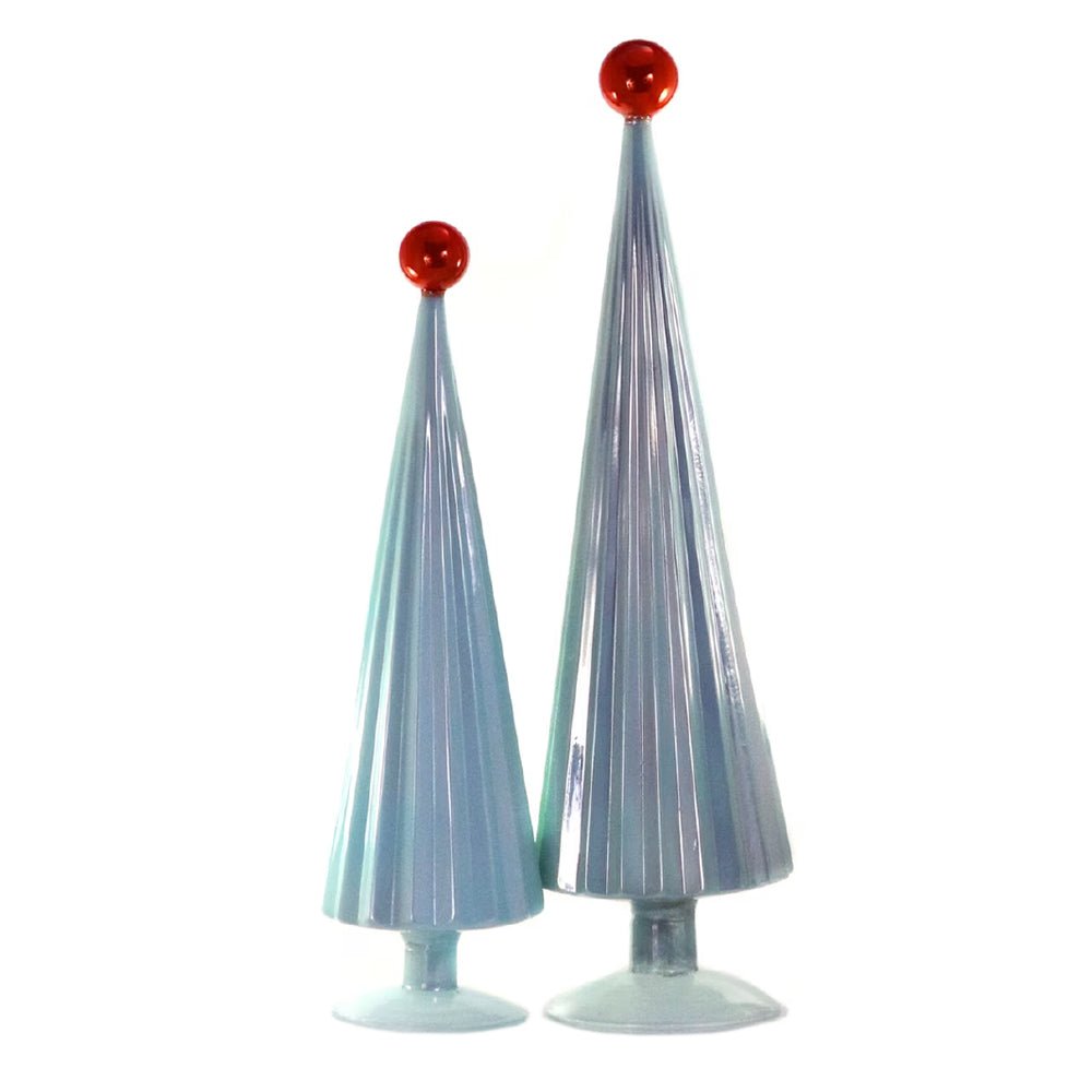 Large Pleated Glass Trees in Baby Blue (Set of 2) - bubblegum market