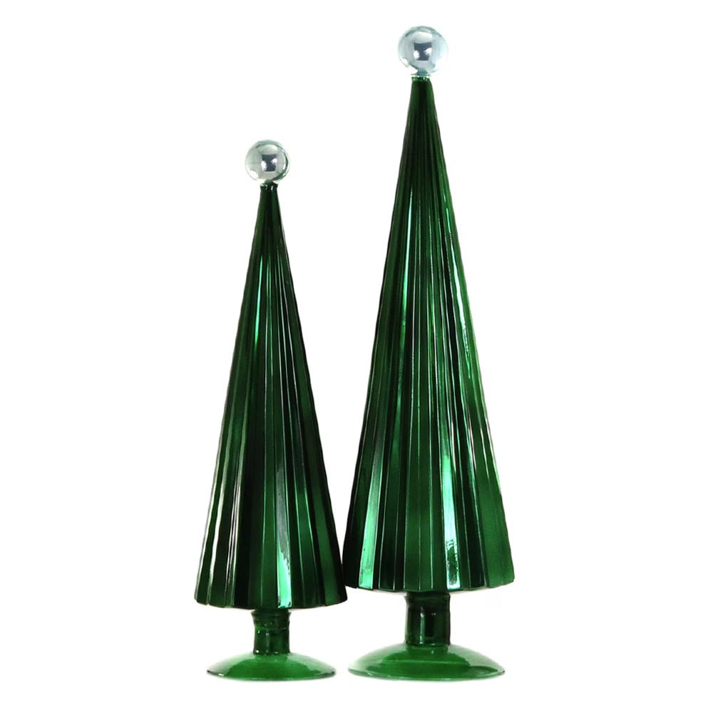 Large Pleated Glass Trees in Juniper / Sky (Set of 2) - bubblegum market
