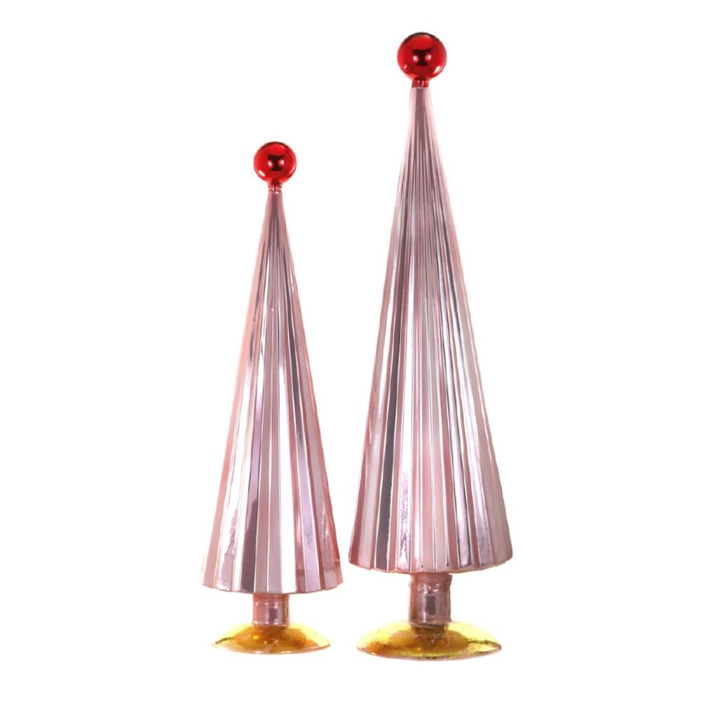 Large Pleated Glass Trees in Pink / Red (Set of 2) - bubblegum market
