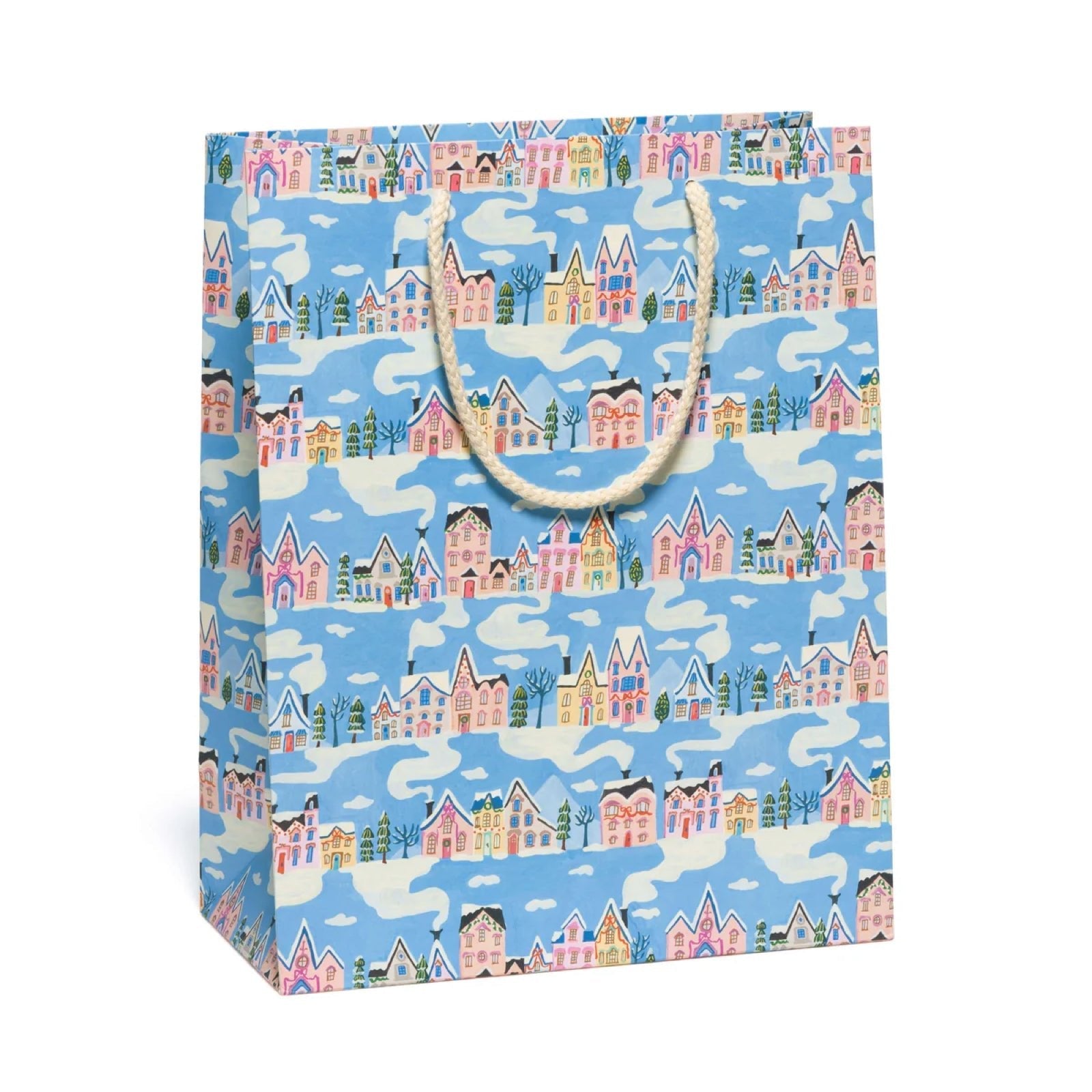 Little Pink Houses Large Holiday Gift Bag - bubblegum market