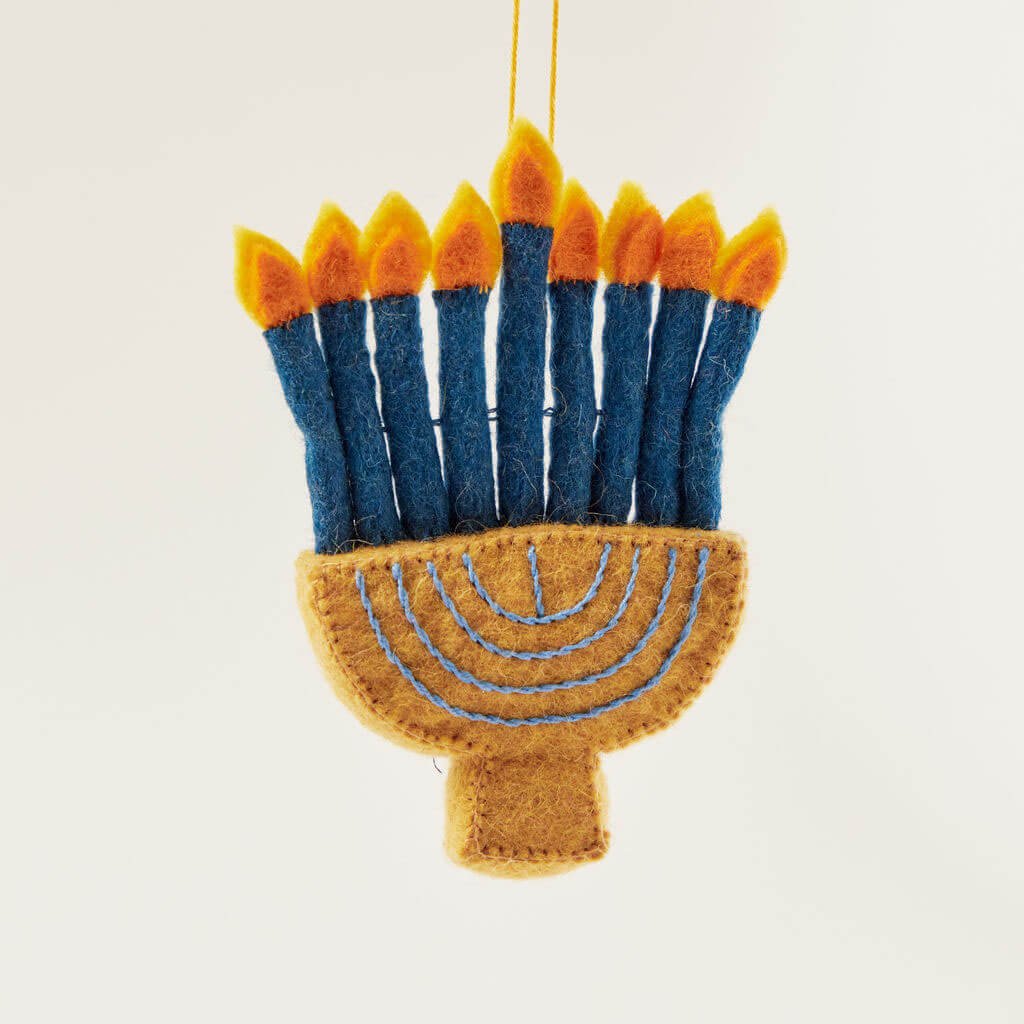 Menorah Felt Ornament 5" - bubblegum market