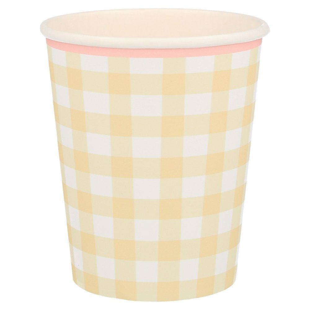 meri-meri-party-gingham-cups-yellow-with-coral