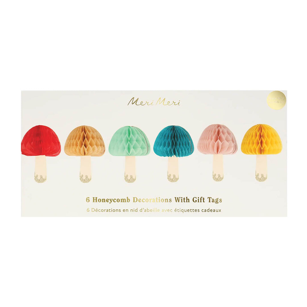 Meri Meri Party Honeycomb Mushroom Decorative Hangtags - bubblegum market