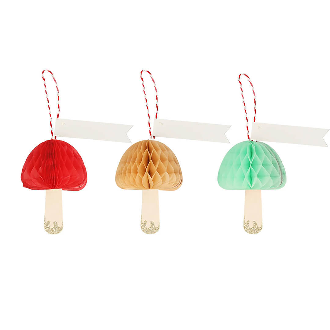 Meri Meri Party Honeycomb Mushroom Decorative Hangtags - bubblegum market