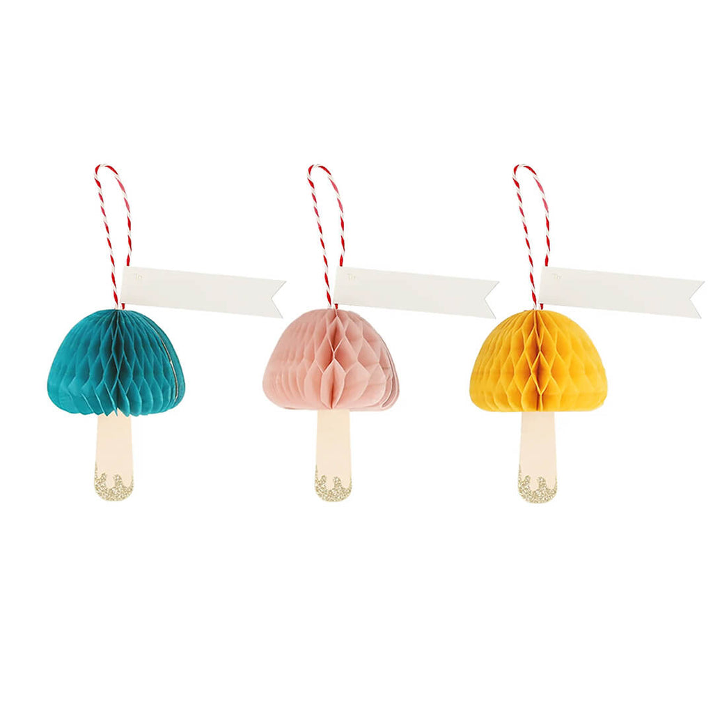 Meri Meri Party Honeycomb Mushroom Decorative Hangtags - bubblegum market