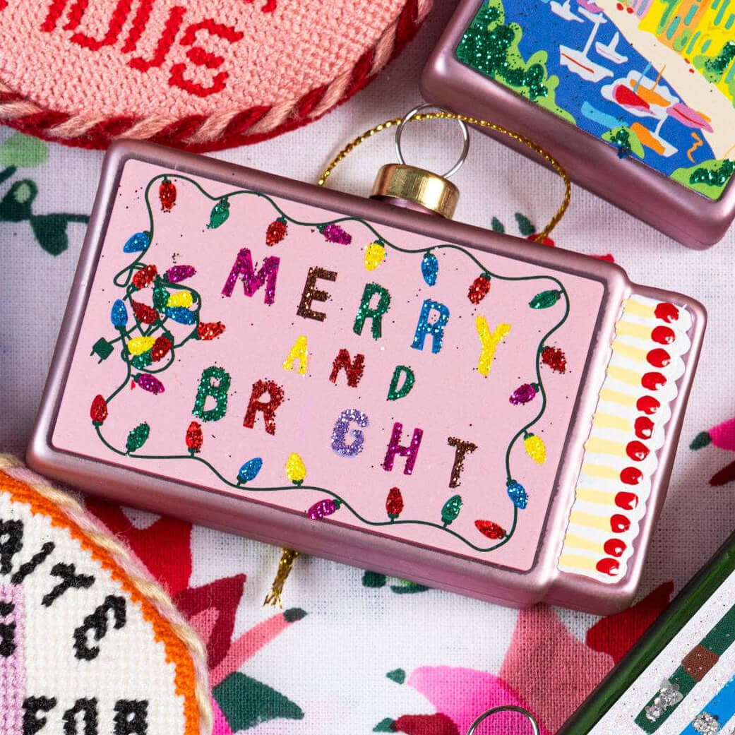 Merry & Bright Matchbook Ornament 3.5" - bubblegum market