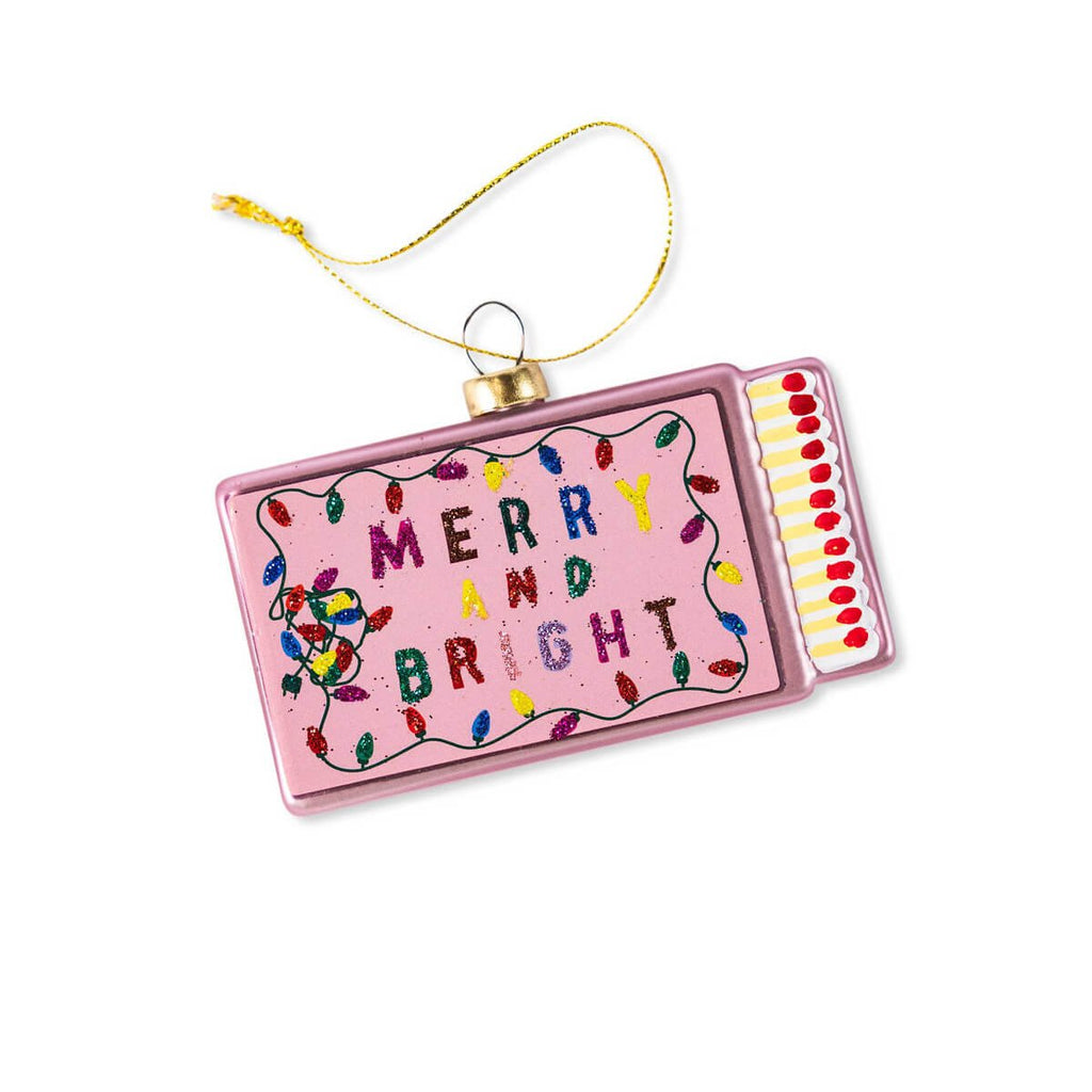 Merry & Bright Matchbook Ornament 3.5" - bubblegum market