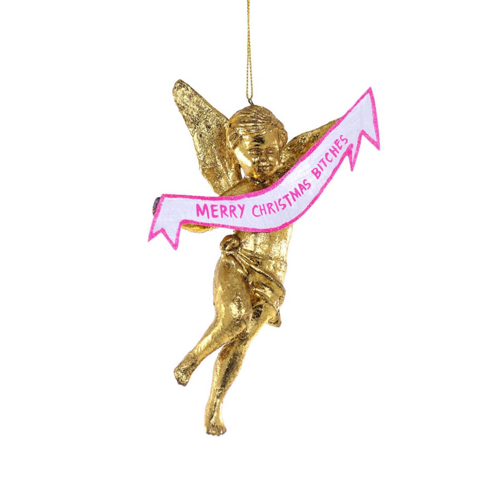 merry-christmas-bitches-gold-foil-angel-cherub--with-pink-banner-ornament-modern-cody-foster-christmas