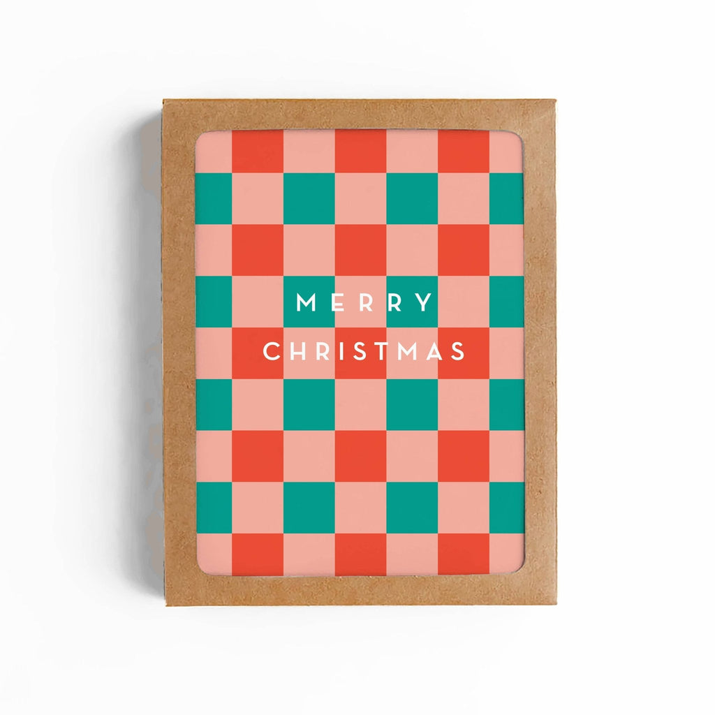 MERRY CHRISTMAS CHECKERBOARD Greeting Cards Boxed Set - bubblegum market