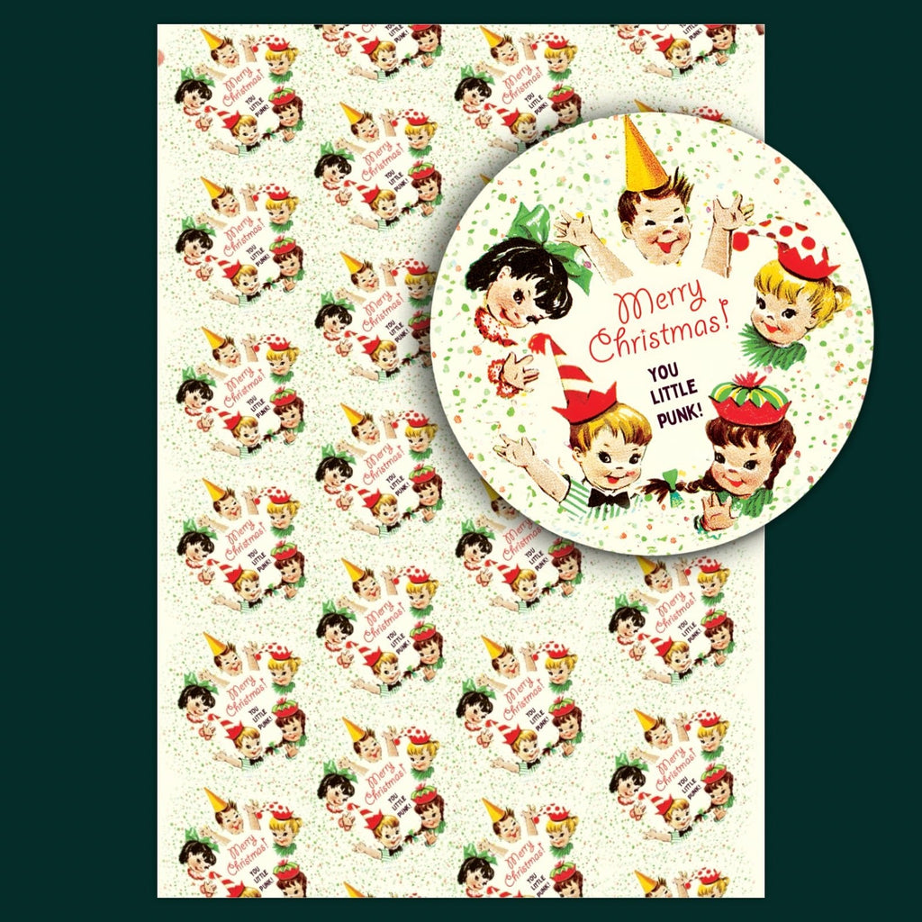 Merry Christmas You Little Punk Wrapping Paper Sheets (Roll of 3) - bubblegum market