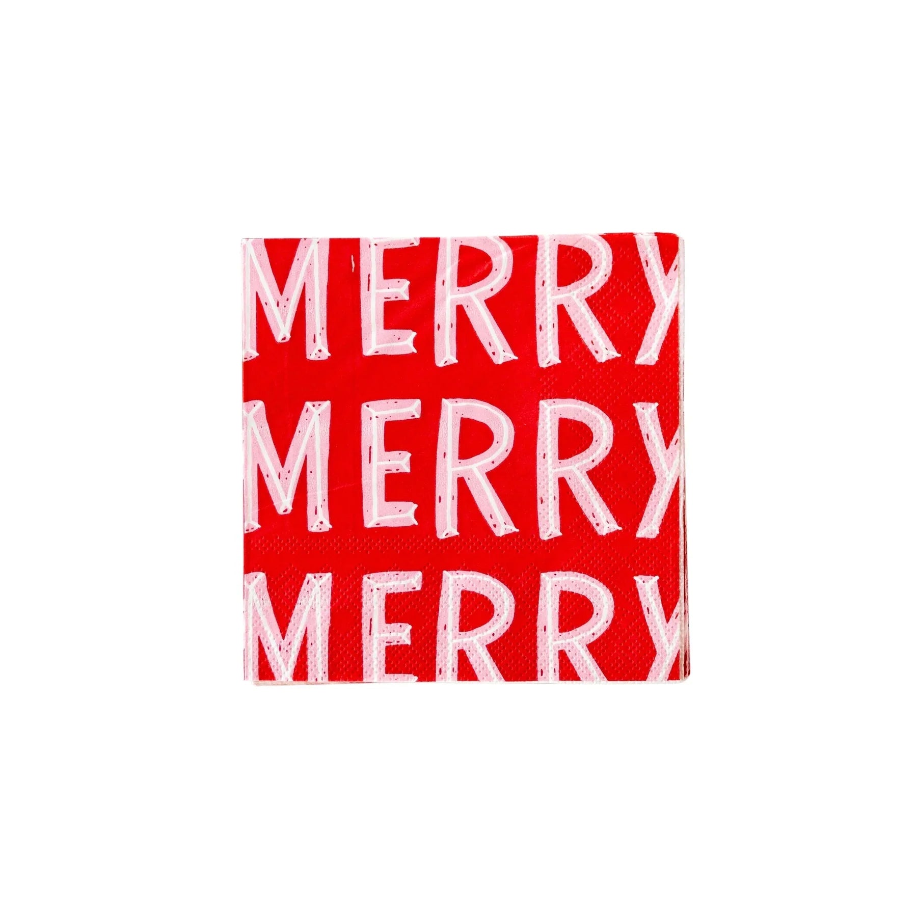 Merry Holiday Paper Cocktail Napkin - bubblegum market
