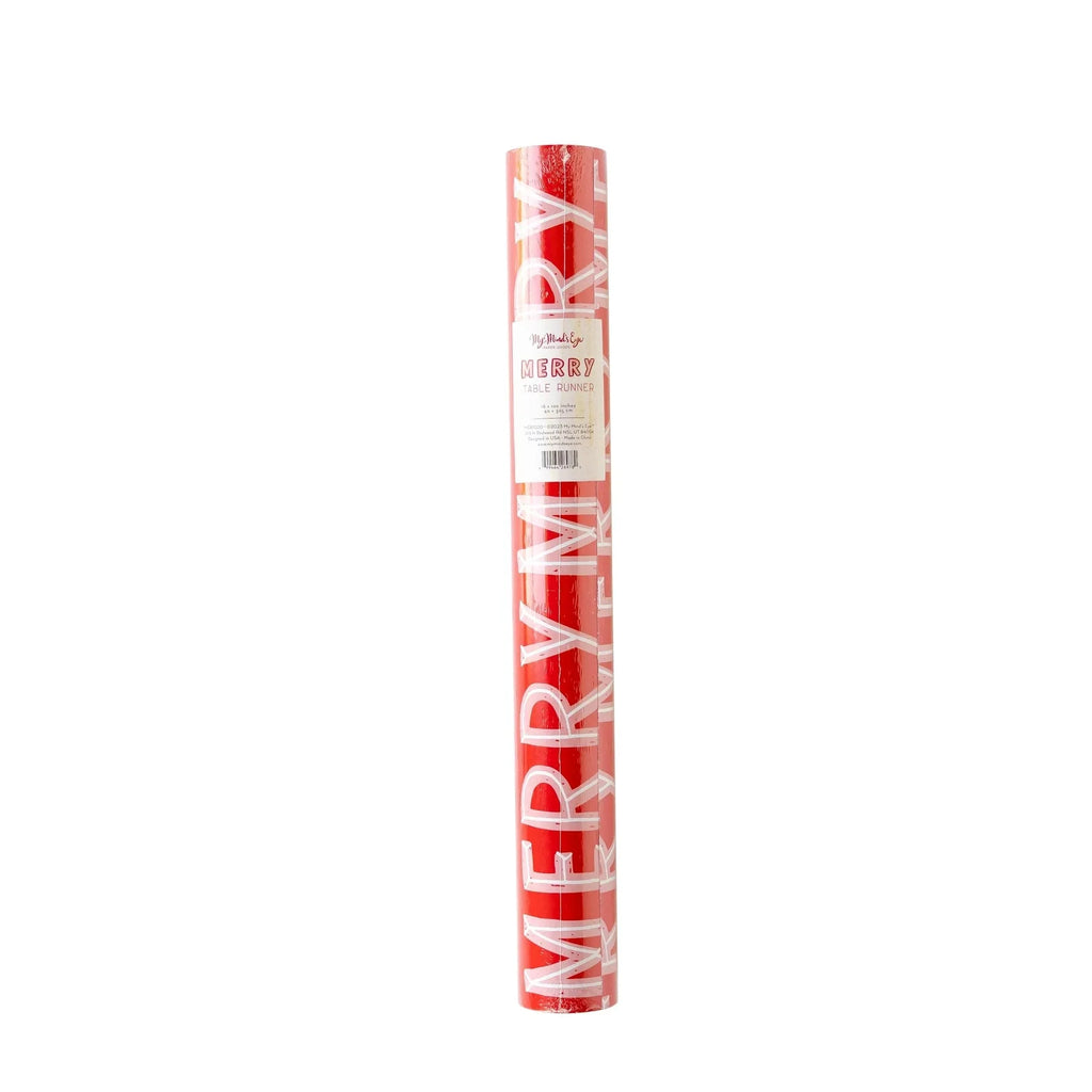 Merry Holiday Paper Table Runner - bubblegum market