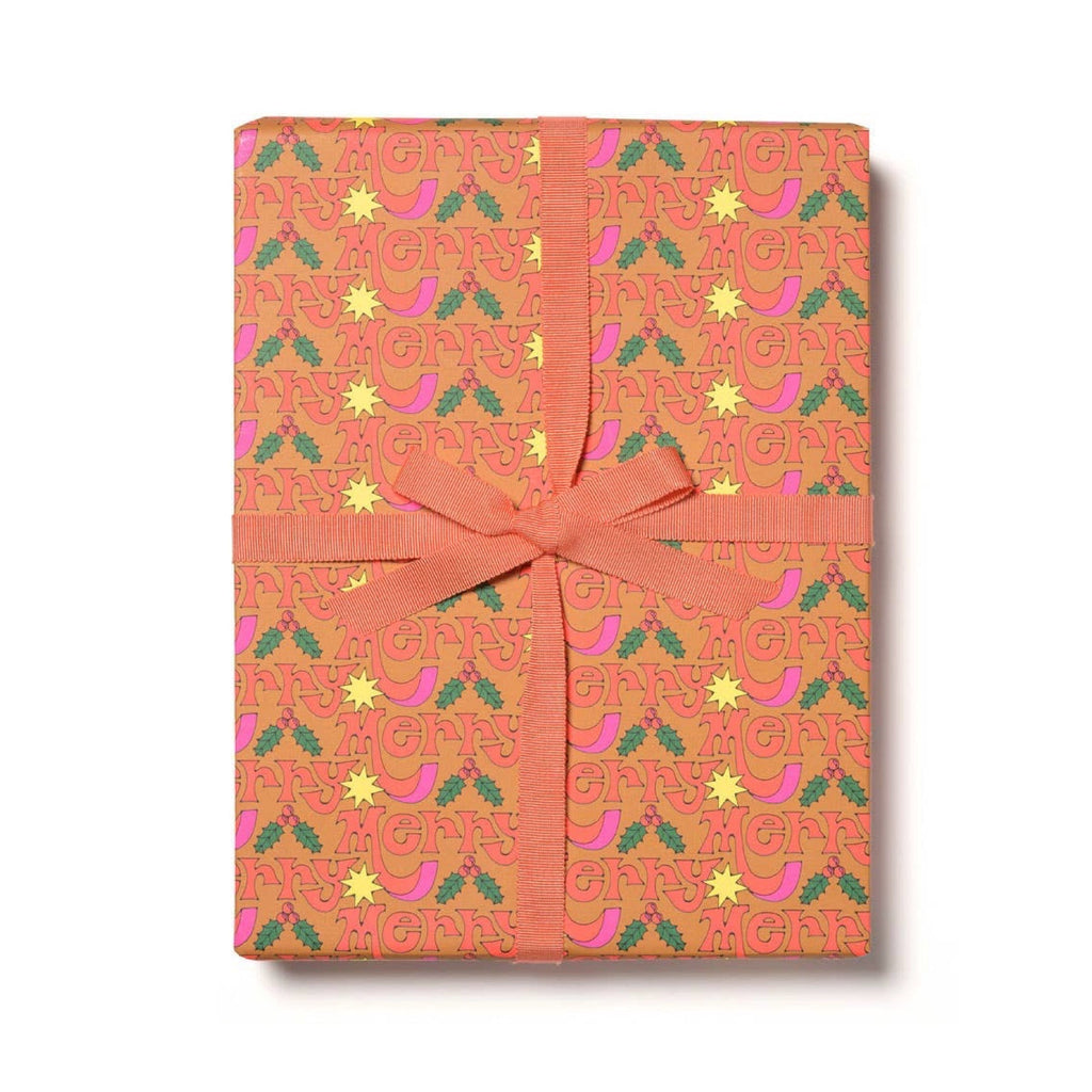 Merry Holiday Wrapping Paper Sheets (Roll of 3) - bubblegum market