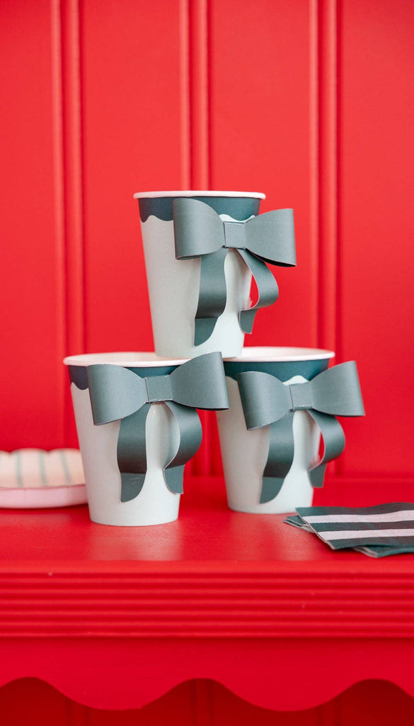 Mint & Green Bow Paper Cups - bubblegum market