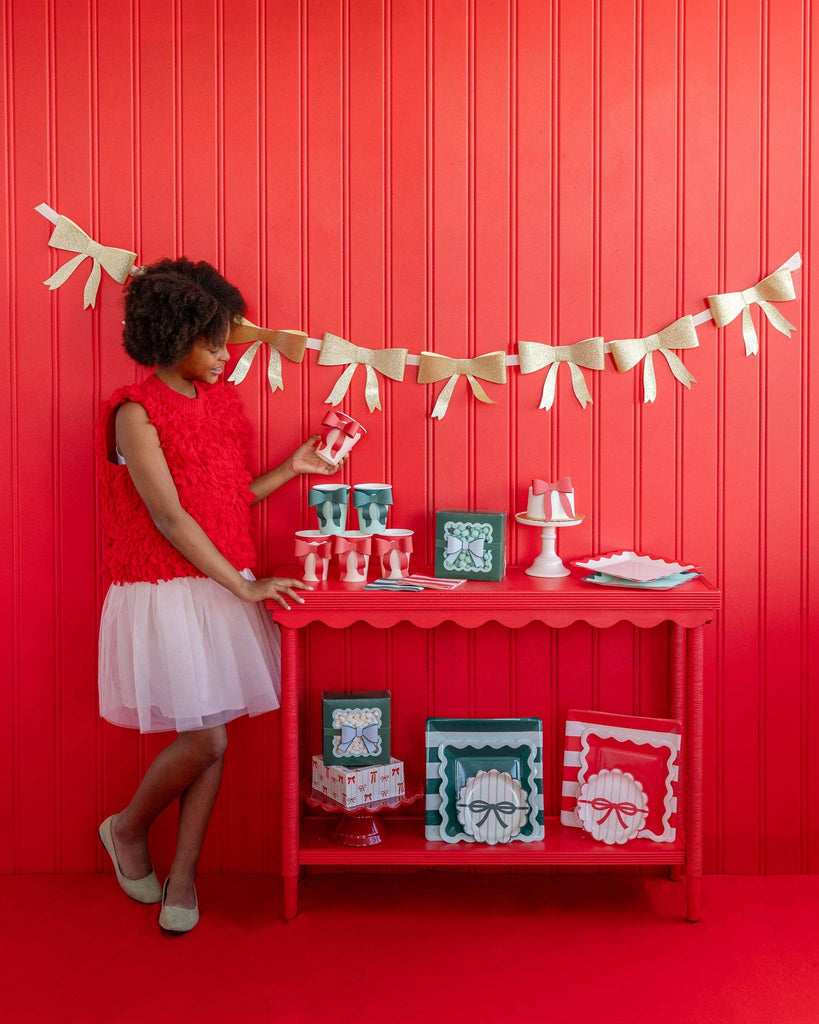 Mint & Green Bow Paper Cups - bubblegum market
