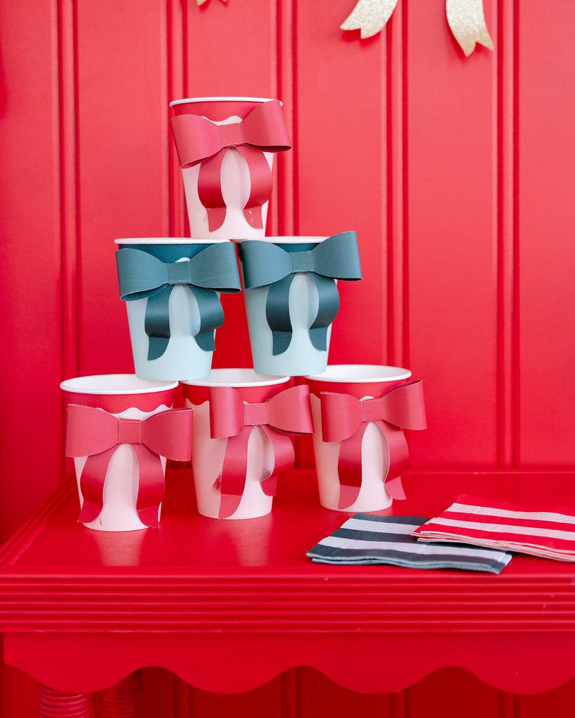 Mint & Green Bow Paper Cups - bubblegum market