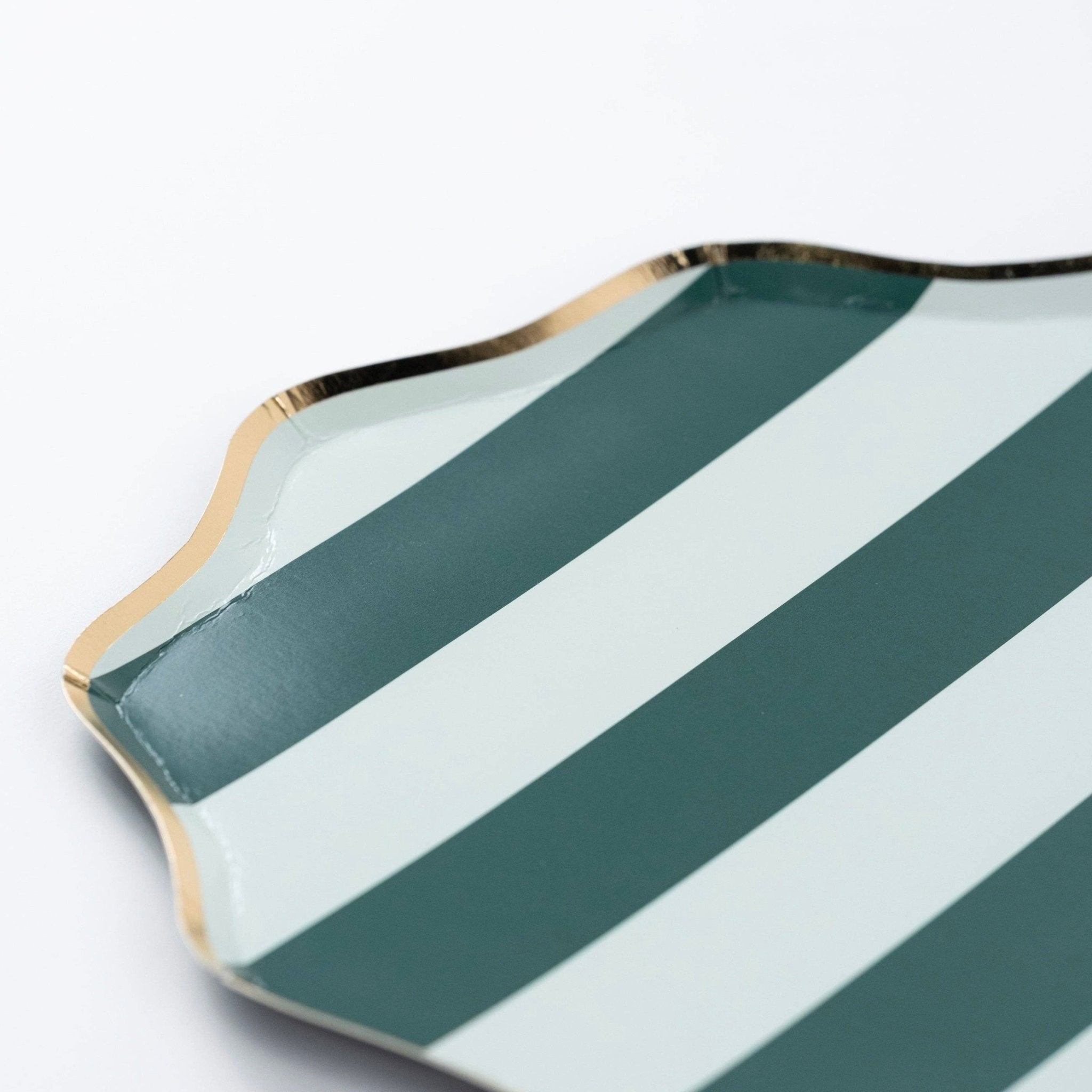 Mint & Green Holiday Stripes Paper Dessert Plates 8.5" - bubblegum market