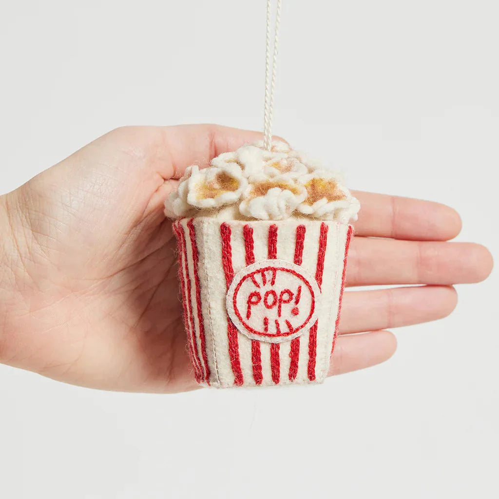 Movie Night Popcorn Felt Ornament - bubblegum market