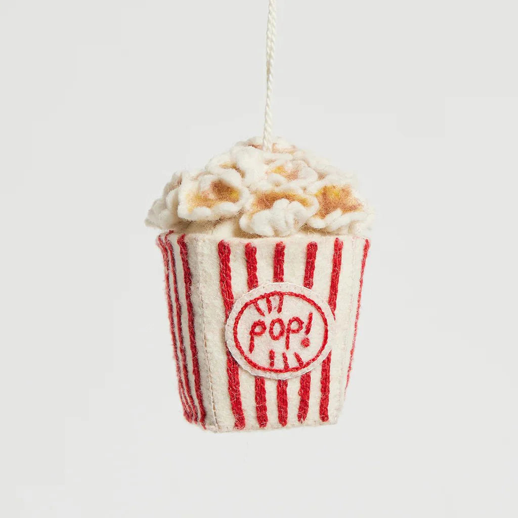 Movie Night Popcorn Felt Ornament - bubblegum market