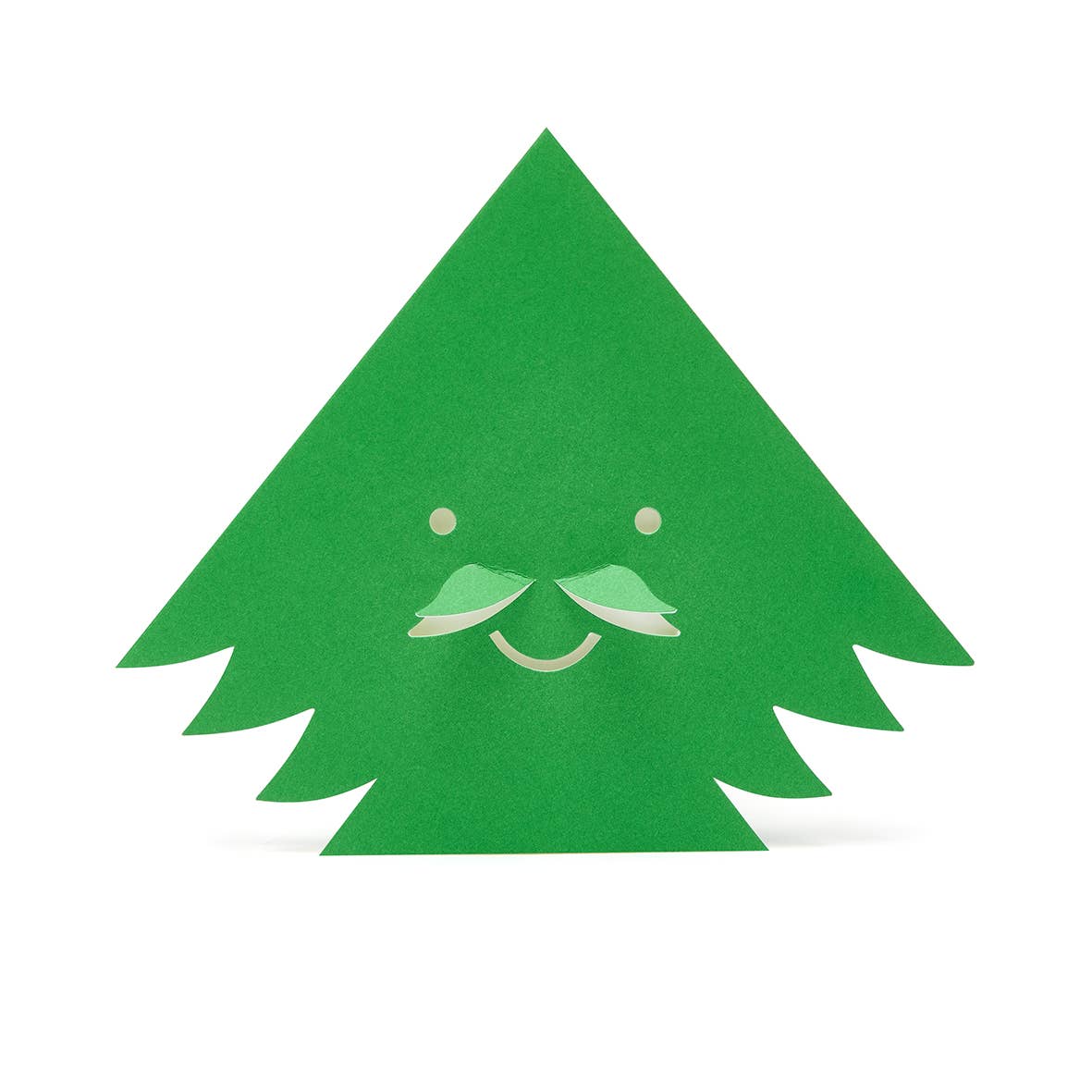 Mustache Tree Die - Cut Holiday Greeting Card - bubblegum market