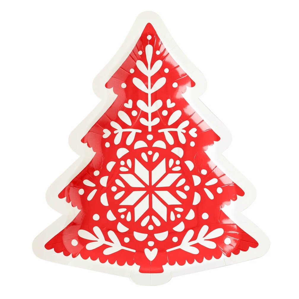 Nordic Christmas Tree Shaped Paper Plates 11" - bubblegum market