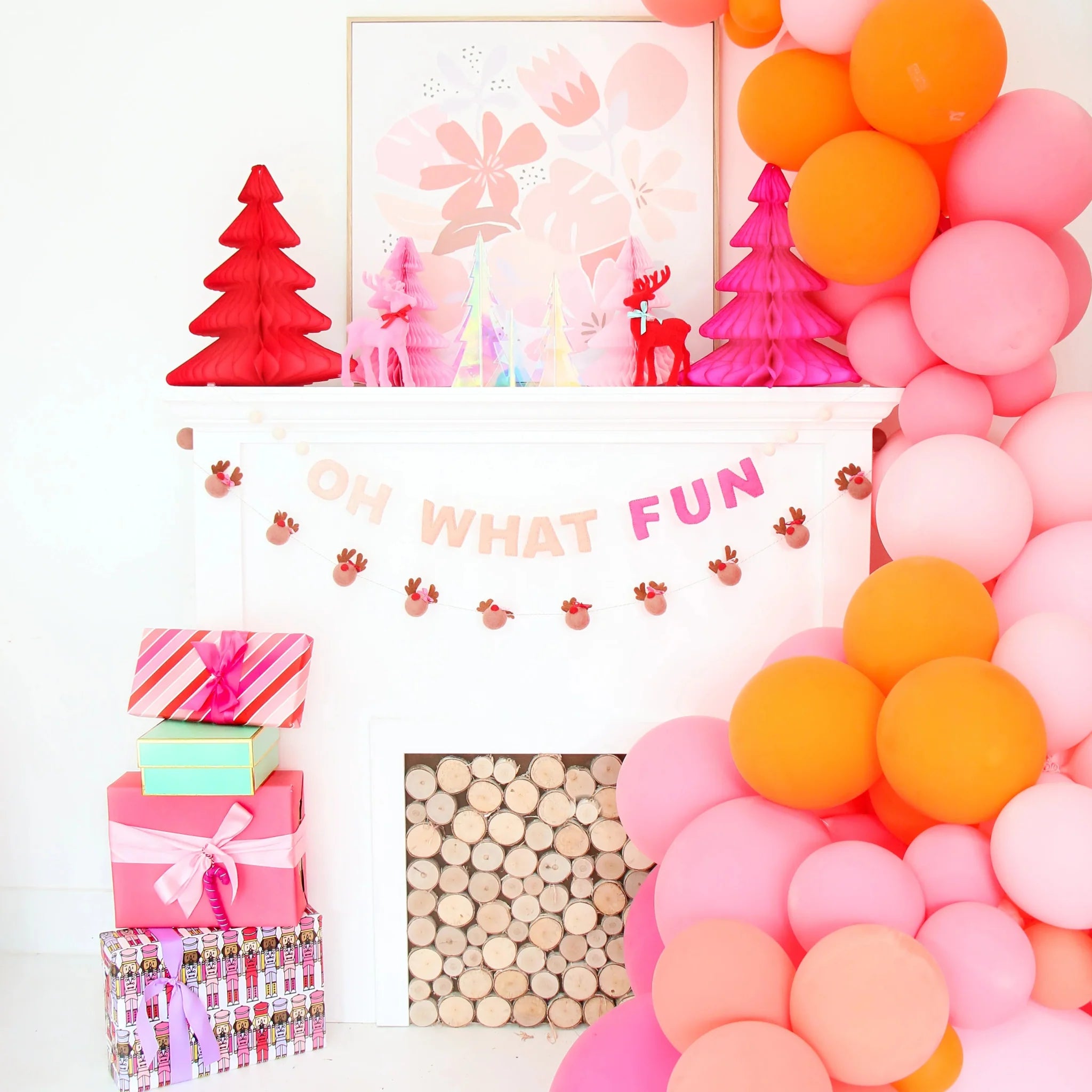 OH WHAT FUN Felt Holiday Garland - bubblegum market