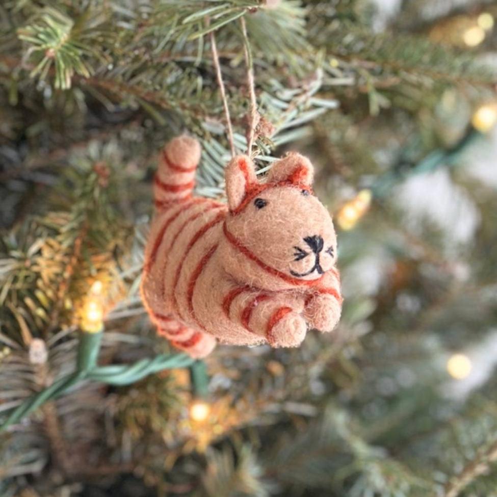 Orange Tabby Cat Wool Felt Ornament 3.5" - bubblegum market