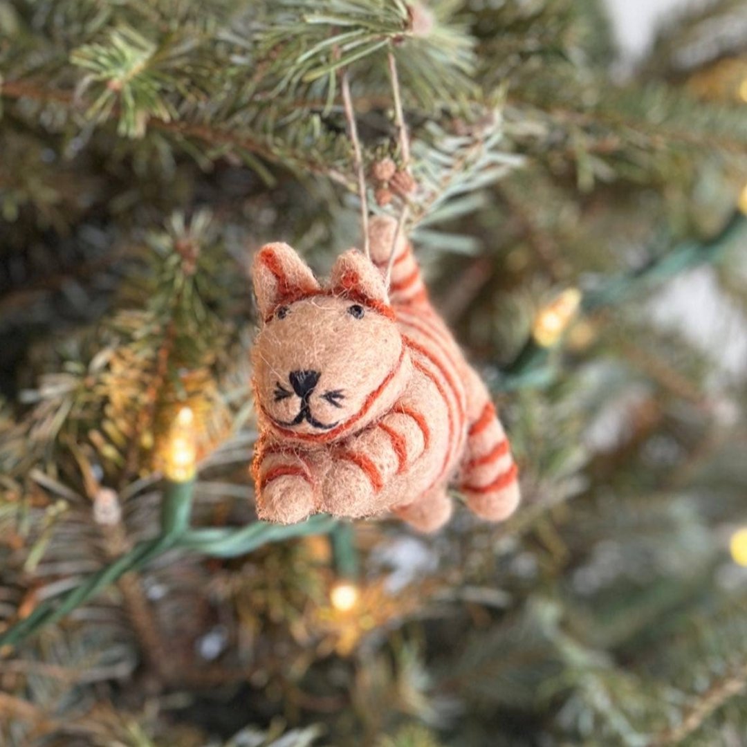 Orange Tabby Cat Wool Felt Ornament 3.5" - bubblegum market