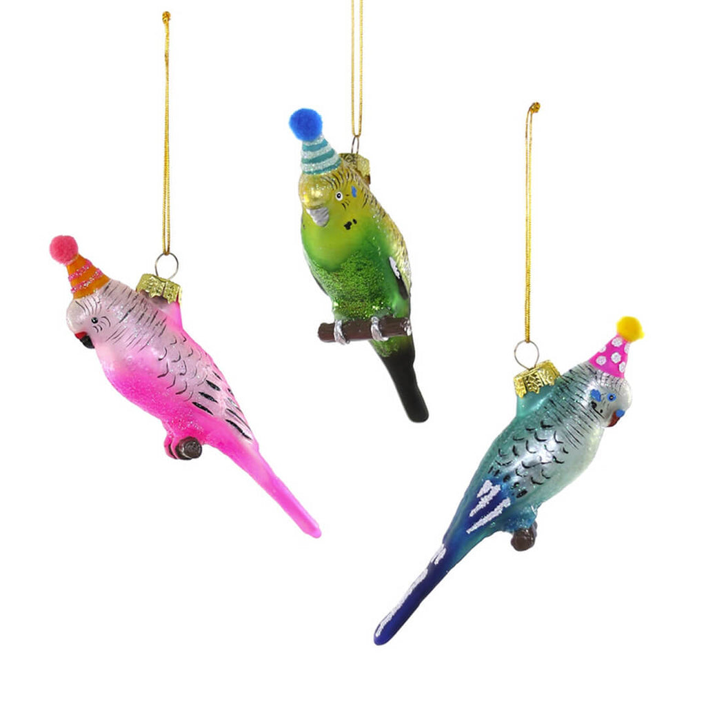 Party Parakeet with Hat Ornament 5" - bubblegum market