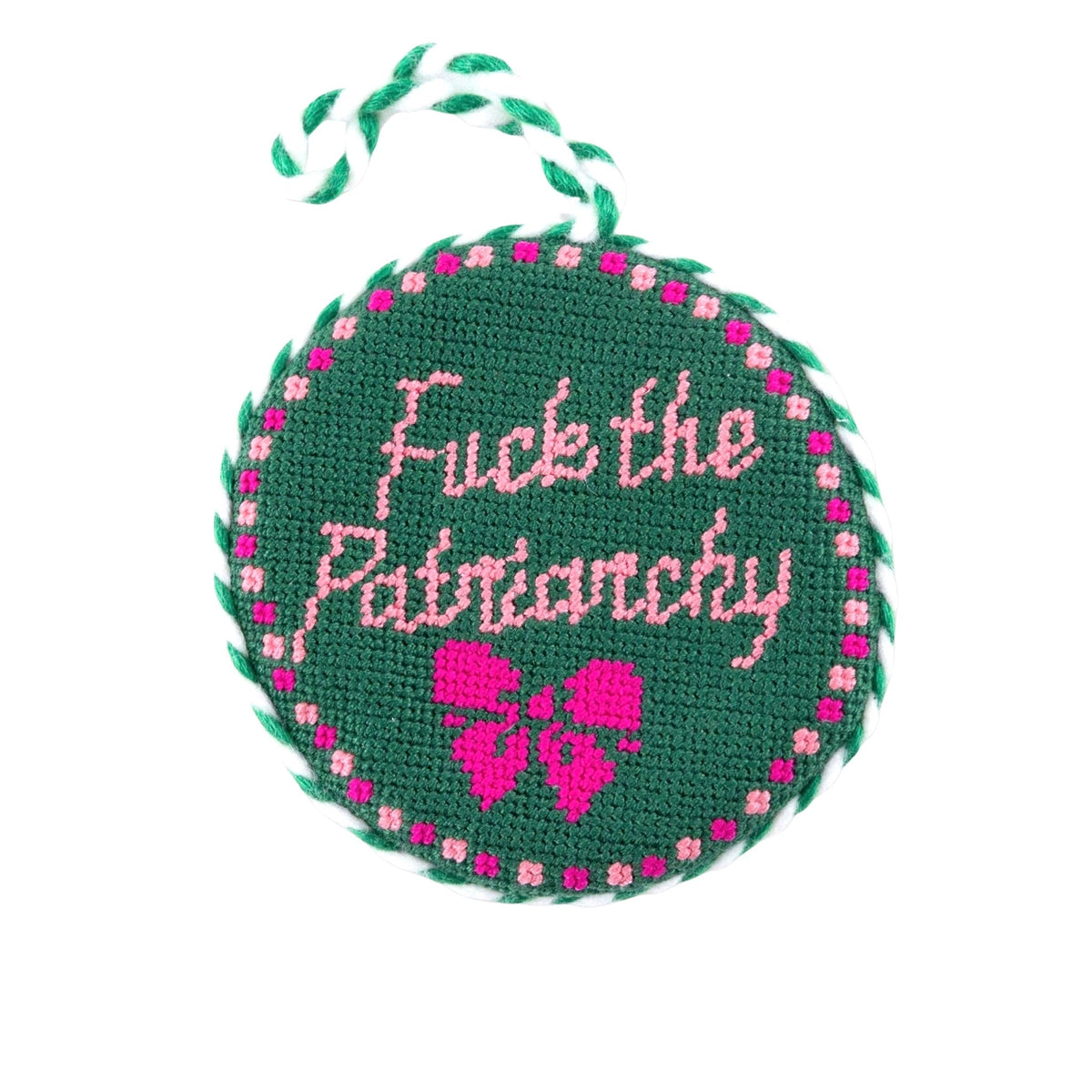 Patriarchy Needlepoint Ornament - bubblegum market