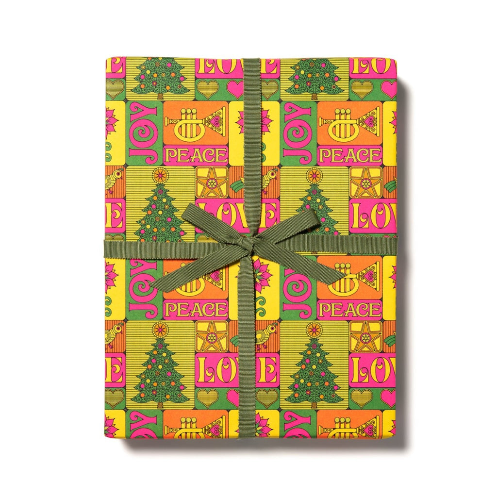 Peace, Love, Joy Holiday Wrapping Paper Sheets (Roll of 3) - bubblegum market