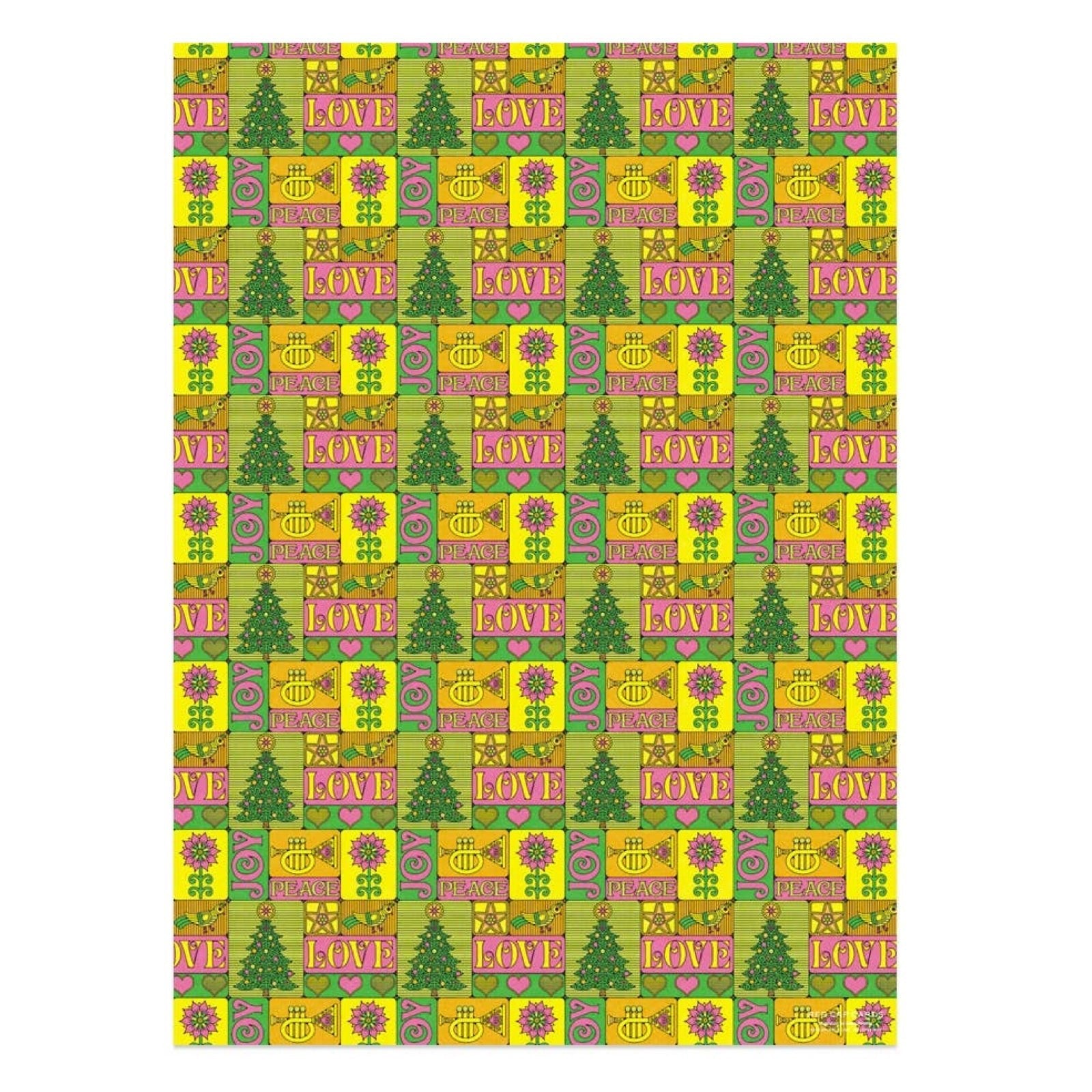 Peace, Love, Joy Holiday Wrapping Paper Sheets (Roll of 3) - bubblegum market