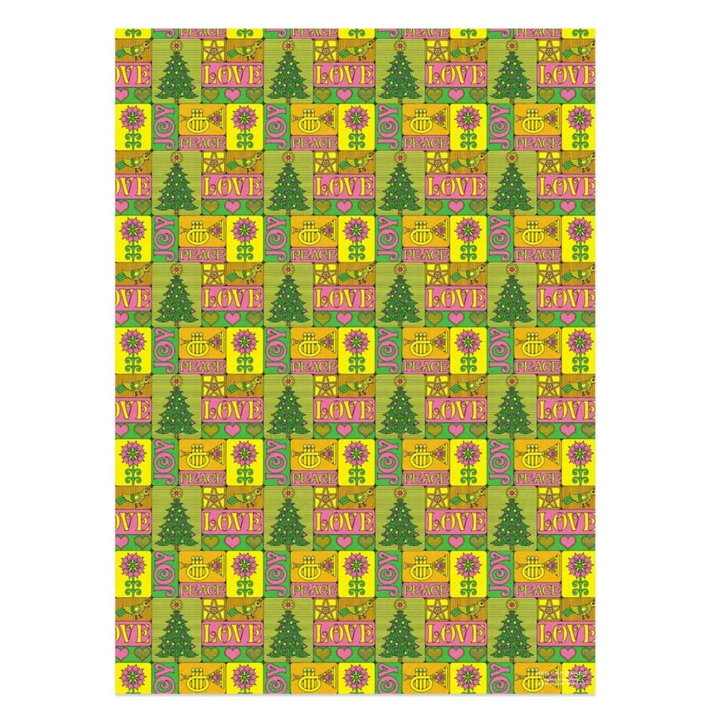 Peace, Love, Joy Holiday Wrapping Paper Sheets (Roll of 3) - bubblegum market