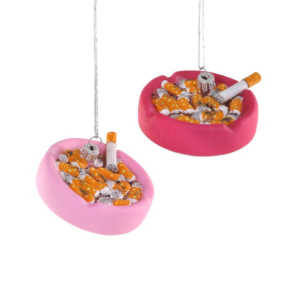 Pink Ashtray Cigarette Holder Ornament 2.75" - bubblegum market