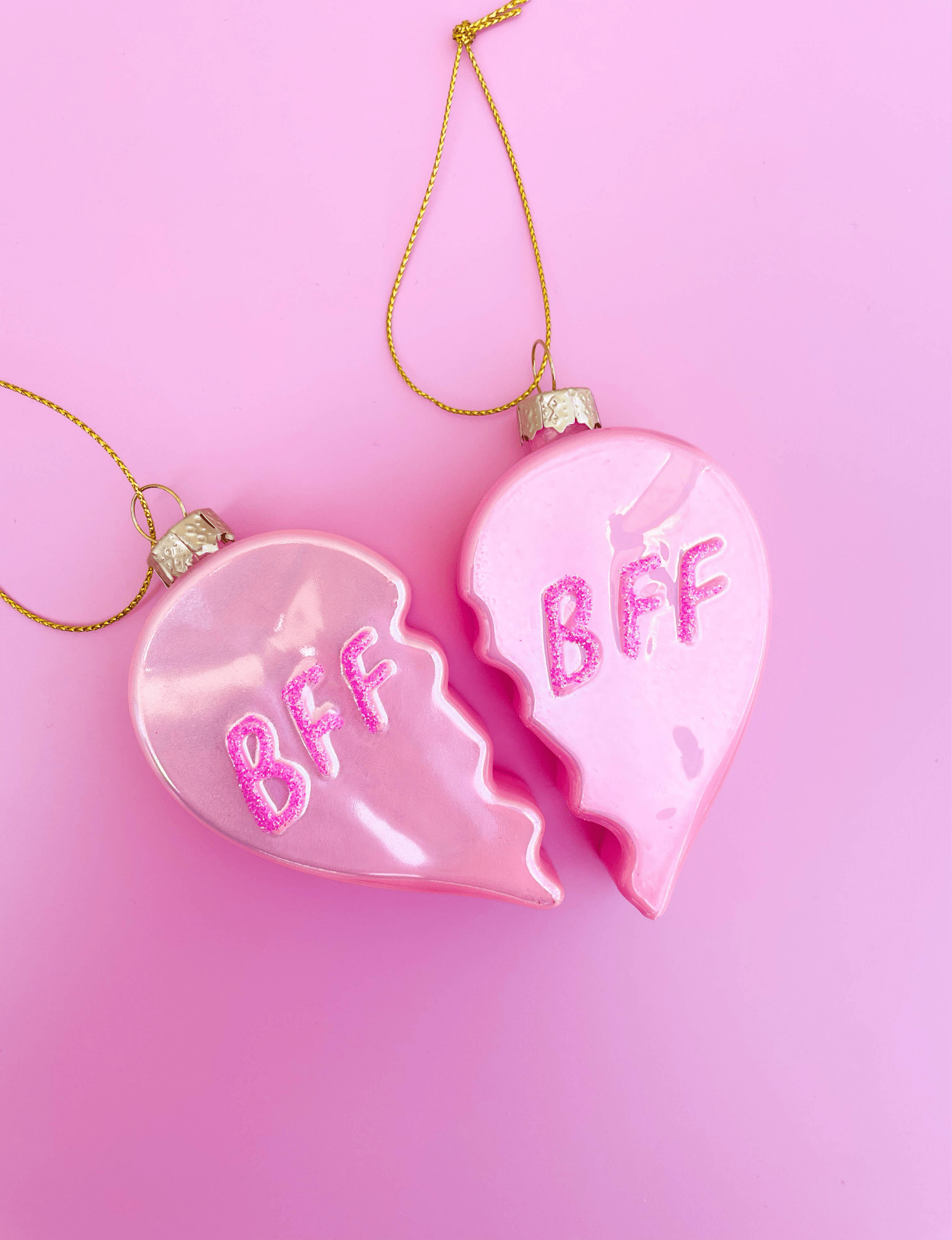 Glittered BFF Heart Christmas Ornament Set - Thumbnail 2