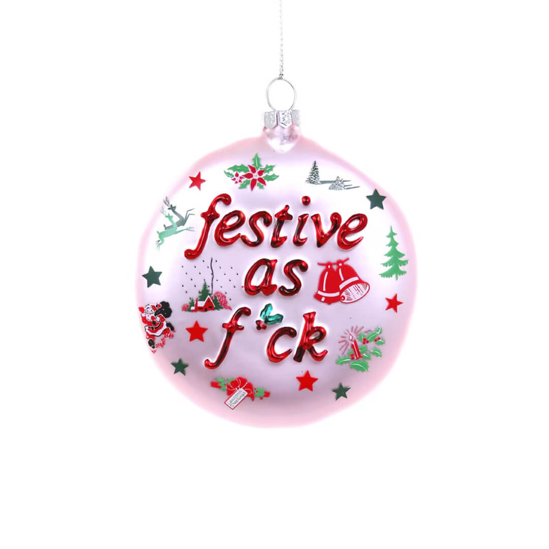 Pink Festive AF Ornament 3.5" - bubblegum market