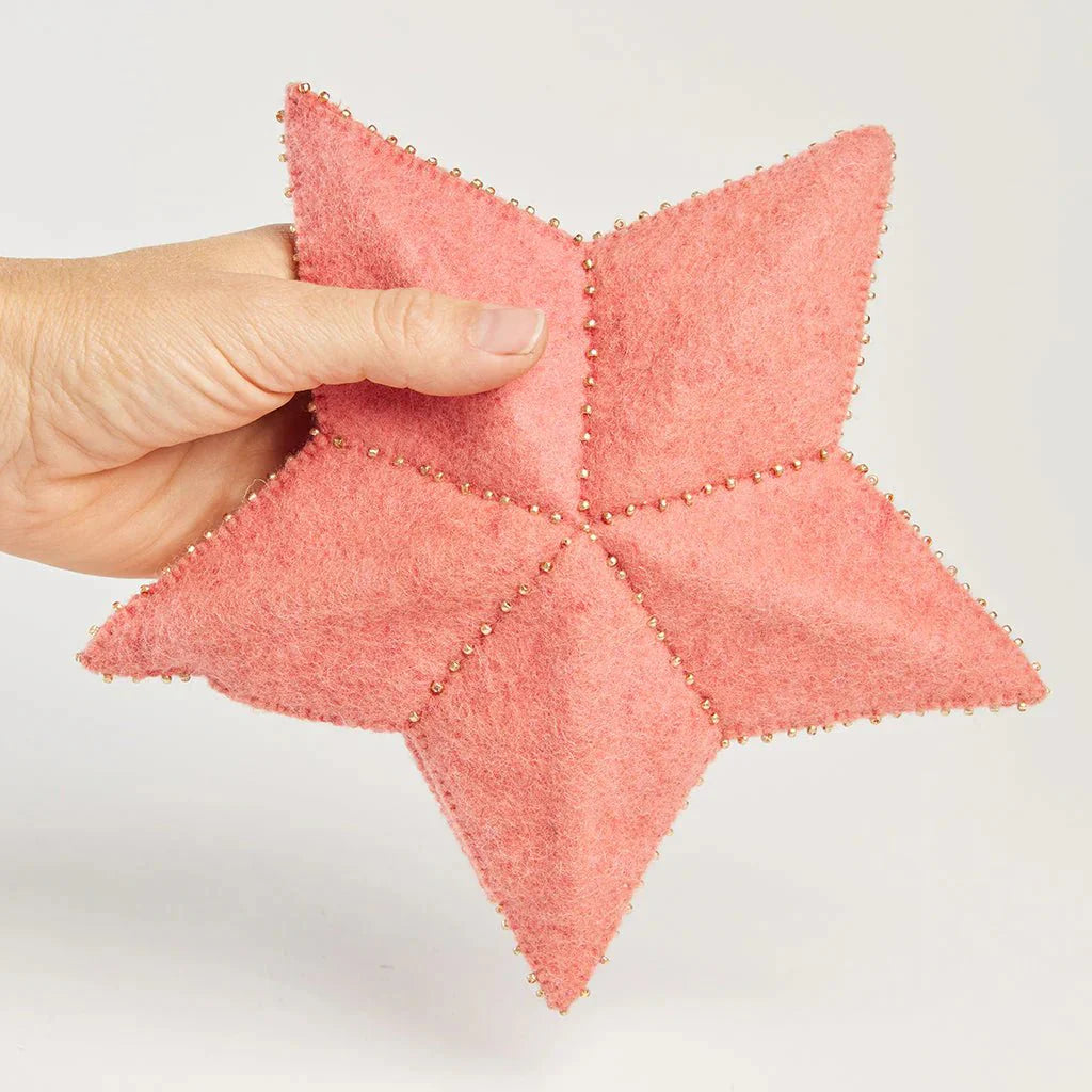 Pink Star Small Felt Tree Topper 7.5" - bubblegum market