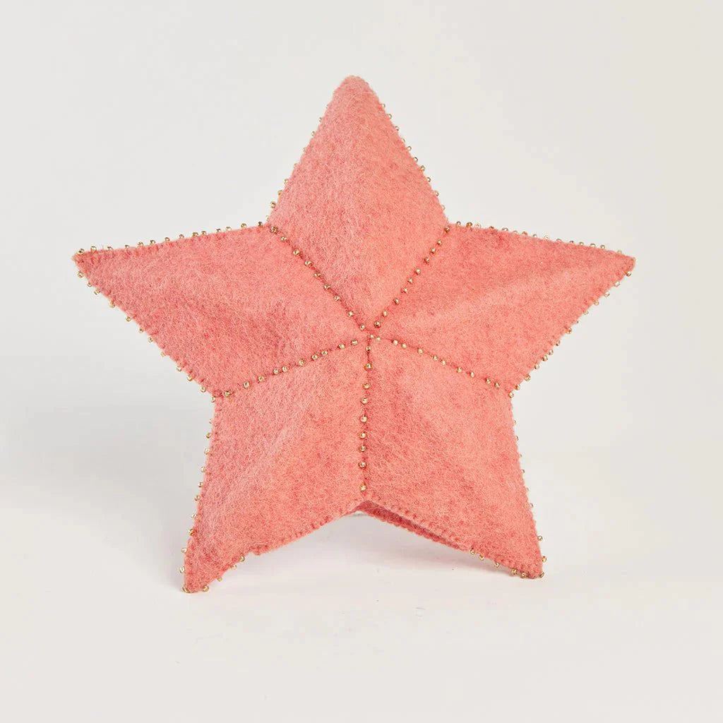 Pink Star Small Felt Tree Topper 7.5" - bubblegum market