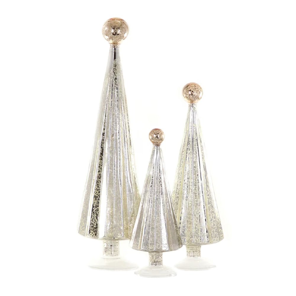 Pleated Glass Trees in Gold / Silver (Set of 3) - bubblegum market