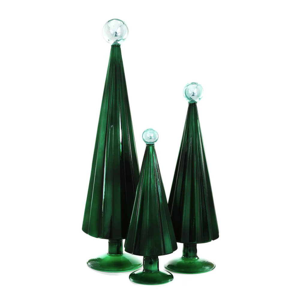 Pleated Glass Trees in Juniper / Sky (Set of 3) - bubblegum market