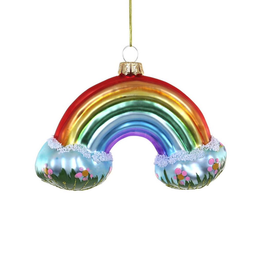 Rainbow w/ Clouds Ornament 4.5" - bubblegum market