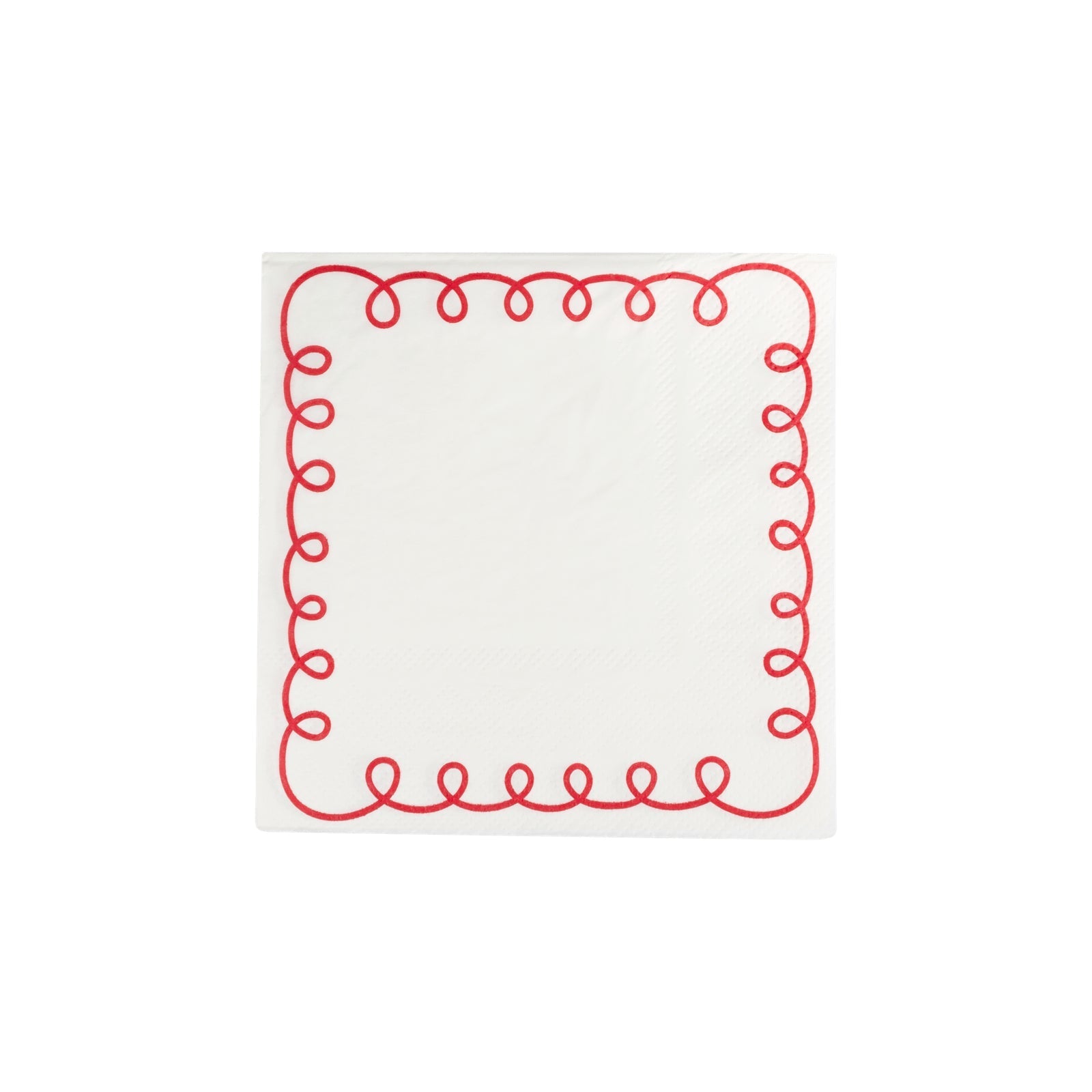 Red & Cream Squiggle Border Paper Cocktail Napkins - bubblegum market